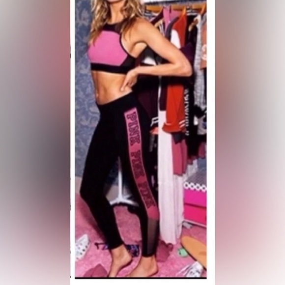 Pink Victoria Secret Mesh Insert Ultimate Leggings - Picture 1 of 6